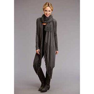 Stetson Ladies Jersey Knit Open Cardigan - Heathered Grey sz xs